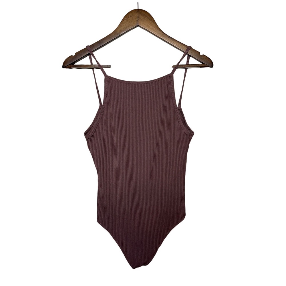 Wilfred Aritzia‎ Annecy Ribbed Spaghetti Strap Bodysuit Mauve Large
